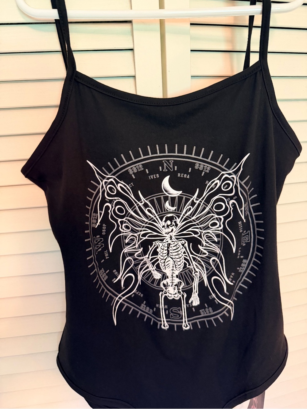 ROMWE NWT Black Skeleton Butterfly Graphic Bodysuit